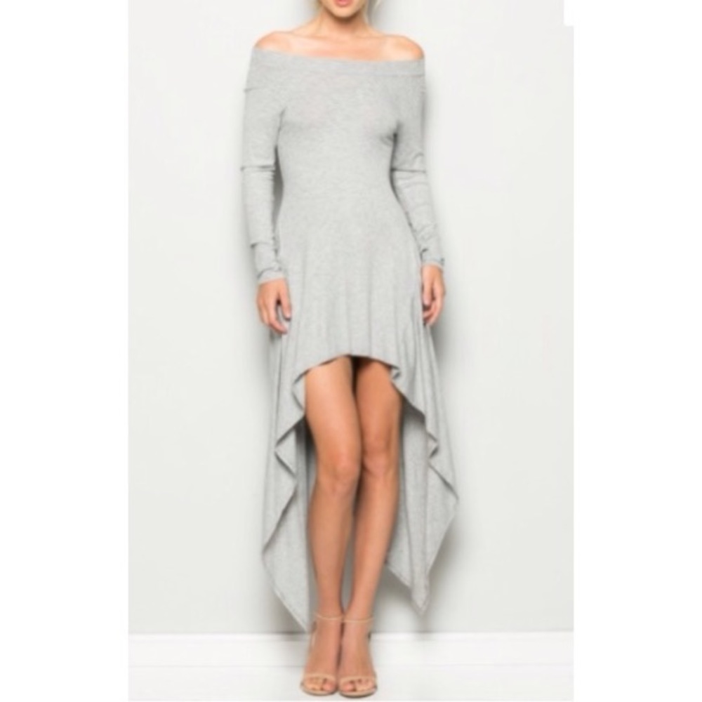 Off the shoulder hi lo dress